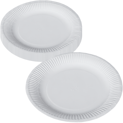 Set 10 farfurii de unica folosinta, din carton, albe, 23 CM